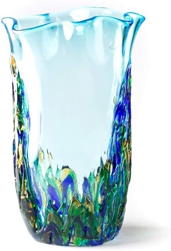 YourMurano AMALFI, Tall, Turquoise, Handmade, Handcrafted, Glass vase, 100% Trademark of Origin Guaranteed