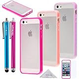 iPhone SE 5s 5 Case, Wisdompro® 3 Packs Colorful Soft TPU Gel + Clear Hard PC Hybrid Bumper Protective Case Covers for Apple iPhone 5/5s/SE