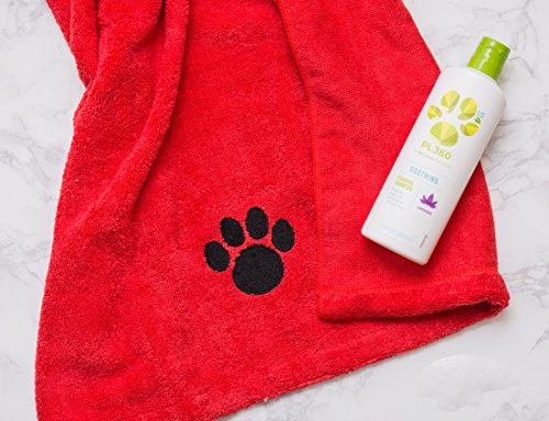 DII Bone Dry Microfiber Dog Bath Towel with Embroidered Paw Print - 44x27.5" - Red - Thumbnail 6