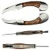 HANZIUP Folding Mushroom Knife with Neoprene Pouch Solid Wood Handle and Foldable Cleaning Brush