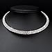 Stuffwholesale Crystal Rhinestone Choker Necklace Silver Double Rows Cup Chain Women Jewelry (Silver)