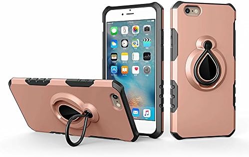 iPhone 6 6s case, Ring Kickstand Case 360 Degree Rotating, Protective Shock-proof Cover with Metal Plate for Magnetic Car Mount for iPhone 6 6s(Rose Gold)