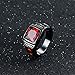 Huanhuan Men's Emerald Cut Ruby Garnet CZ Black Gold Filled Vintage Wedding Rings Size 7 to 13