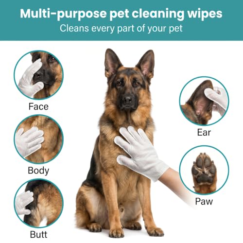 Lot de 36 Gants de Nettoyage pour Animaux de Compagnie - Doux et Hypoallergénique, Lingettes Nettoyantes pour Chiens et Chats, Gants Nettoyants et Déodorants pour Poils, Visage, Oreilles, Yeux, Pattes