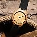 CUCOL Mens Wooden Watches Black Cowhide Leather Strap Japanese Quartz Movement for Groomsmen