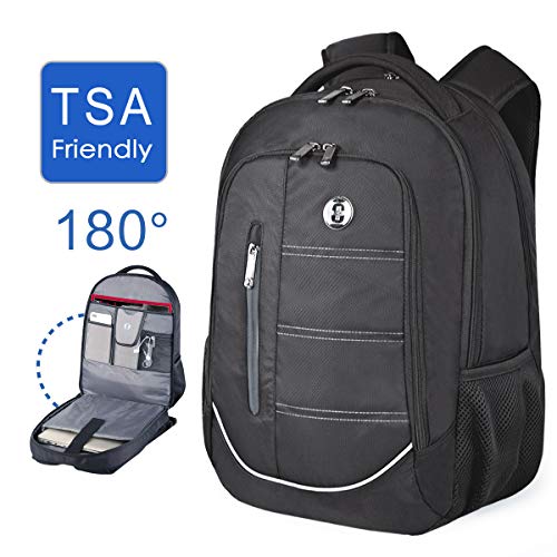 Swissdigital TSA Laptop Backpack - Water Resistant Business Commuting Bag & RFID Protection Fits 15.6 in Laptop Men Backpack,Swiss School Bookbag,Black