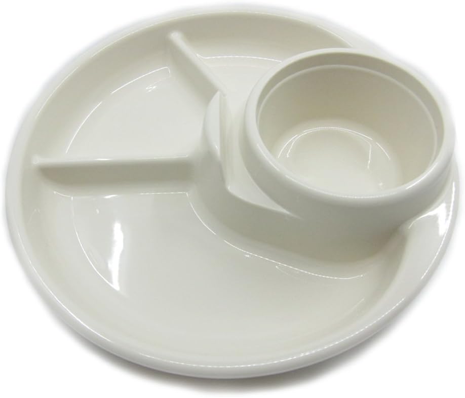 Divided Party Tray with Drink Holder, One Handed Food Serving Plate, BPA Free Plastic Dinner Tray, Camping Picnic Dishes Set (2)