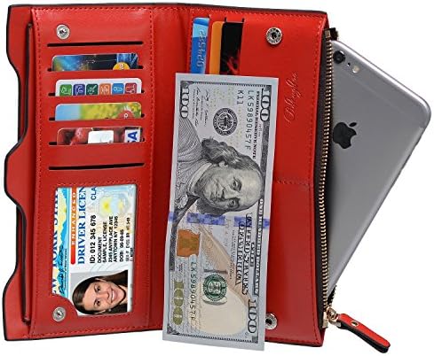 Wallet for Women Large Capacity Ultra Slim Wallet-Clutch Multi Card Organizer Ladies Purse Passport Phone with Zipper Pocket
