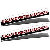 2Pcs 3D Polished Chrome Supercharged Letter Car Emblem Trunk Lid Sport Decal Car Badge Sticker Supercharged (Silver&amp;Red)