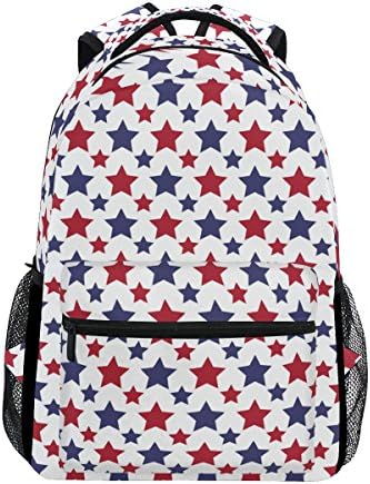 GIOVANIOR Red Blue Stars Backpack School Bag Bookbag Hiking Travel Rucksack