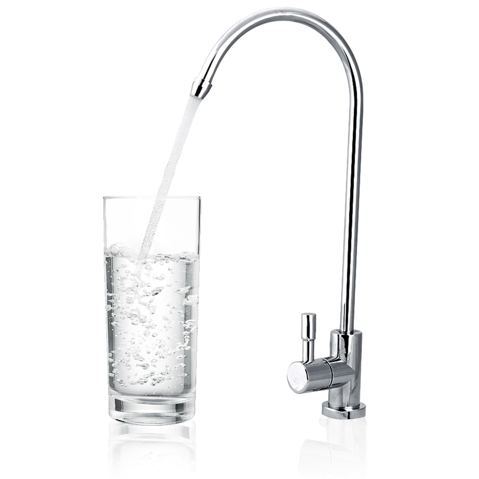 DEWIN Faucet Tap, Kitchen Faucet Faucet Tap Water Filter 1/4 Inch Stainless Steel Kitchen Sink Faucet Tap Chrome Reverse Osmosis Drinking Water Filter with Fittings