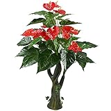 GTidea 3.3 Feet Artificial Tree Anthurium Flowers Decorative Silk Plants Home Office Arrangements Indoor Outdoor Greenery Decor