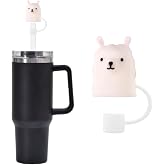 1Pc 10mm Cute Alpaca Silicone Straws Cover Cap for Stanley Cup Accessories,Simple Modern Straw Covers Cute Animals Straw Topp
