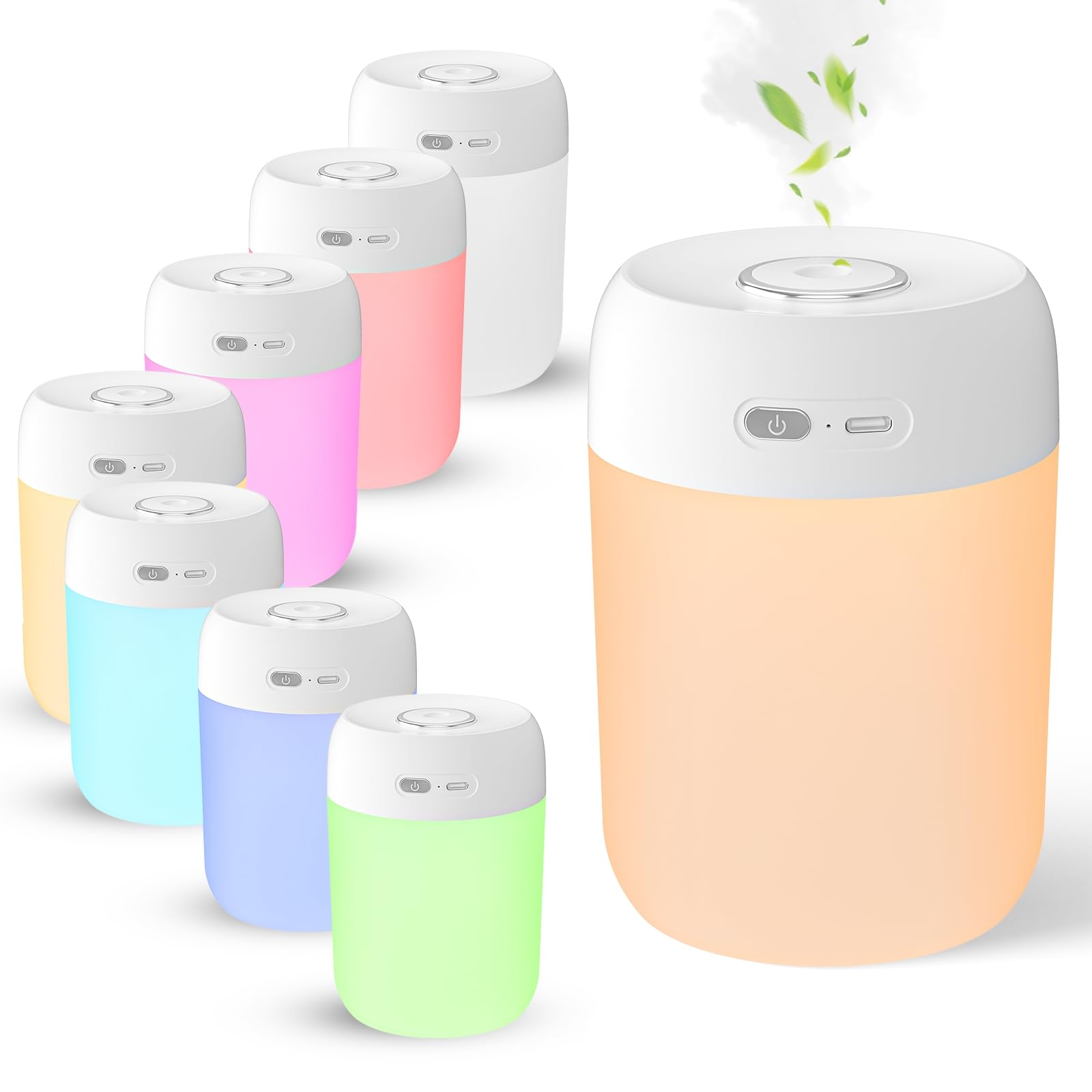 BAMCOO Portable Mini Humidifier, 650ml Colorful Humidifier for Bedroom, Office, Desktop, Baby Room, Plants, Travel Humidifier(White)