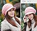HINDAWI Women Winter Warm Knit Hat Wool Snow Caps with Visor, Pink