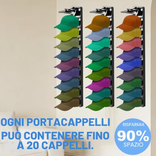 2 Pieces Hat Rack Wall Mounted Hat Rack for Up to 40 Hats, Hat Holder with Visor, Self Adhesive Holders, Hat and Cap Organizer, Hat Box for Rooms, Doors