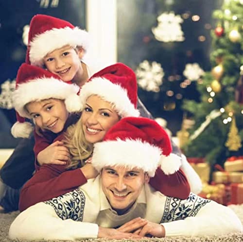 AININUOY 2 Pack Christmas Hats,Adults Large Size Santa Hat,Double Sided Velvet,Classic Style Hats for Christmas Parties