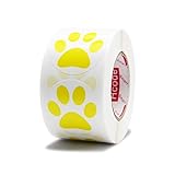 Hcode 1.5" Round Yellow Bear Paw Print Stickers Dog