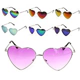 FUNOC Retro Metal Frame Heart Shaped Shape Gradient Sunglasses Eyewear