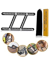 Regla multifunción, herramienta de plantilla de aleación de aluminio Marialove, herramienta de medición, regla de medición multiángulo para manualidades, constructores, artesanos, bricolaje