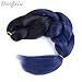 Dingxiu (3Packs,24inch) Ombre Braiding Hair Extensions Afro Jumbo Braids Synthetic Fiber Hair Two Tone Twist Braiding hair 100g/Pack (Black-Dark Blue)