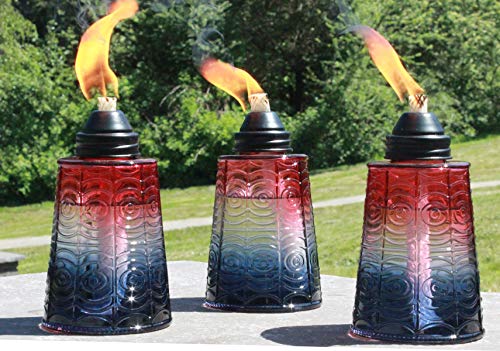 Seraphic 16oz Glass Tabletop Torches, Set of 3 (Red/White/Blue)