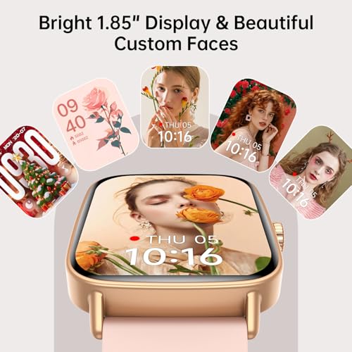 Smart Watches for Women (Answer/Make Calls),1.85" HD Screen Fitness Watch with Bluetooth 5.3,Heart Rate/Sleep/SpO2 Monitor,110+ Sports Modes,IP68 Waterproof Smartwatch,Activity Tracker for Android iOS
