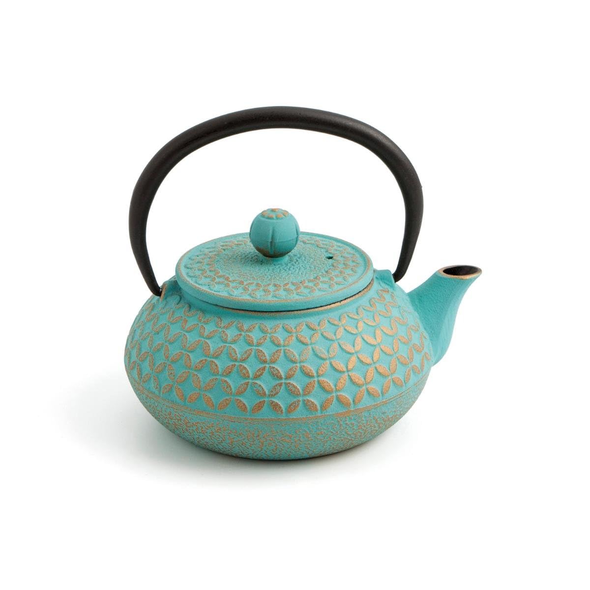 Quid 7407046 - Iron teapot with stainless steel filter, Multicolor (Turquoise / Gold), 0,5 cl