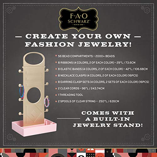 FAO Schwarz Design Studio Collection Bead Jewelry Making Kit with Display Stand