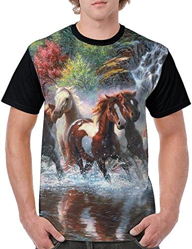 Men Horse Animal Natural Scenery Short-Sleeve T-Shirt Thin Teeshirts For Men