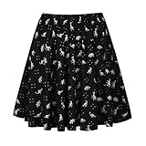 Fancyqube Women's Elastic Waist Cute Dinosaur Print Flared Mini Skirt Black XL
