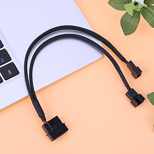 Vanpower 2Pcs 27cm Black Sleeved 4Pin IDE Molex to 2-Port 3Pin/4Pin Cooler Cooling Fan Splitter Power Cable