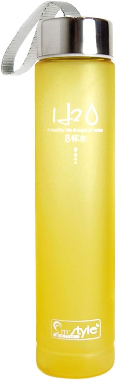 HOMIES Acrylic Small Cute H2O Slim Bottle with Strap (5 x 5 x 21 cms, yellow)