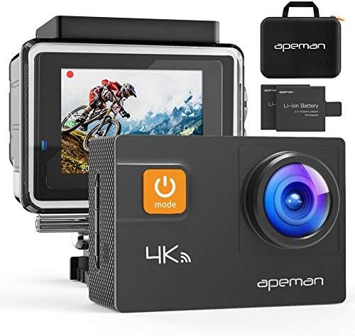 APEMAN アクションカメラ 4K高画質 2000万画素 HDMI出力 スポーツカメラ 2インチ液晶画面 40M 防水カメラ 170度広角レンズ アクセサリー 多数バイクや自転車や車に取り付け可能 水中カメラ 防犯カメラ ウェアラブルカメラ [メーカー１年保証]