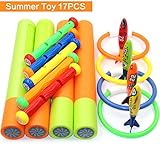 heytech 17 Pack Dive Pool Toys Blaster Foam Water Gun Torpedo Dive Rings and Diving Sticks Pool Dive Toy Set