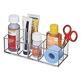 mDesign Bathroom Medicine Cabinet Organizer, for Tweezers, Medical Supplies, Contact Lenses, Cotton Balls - Clear