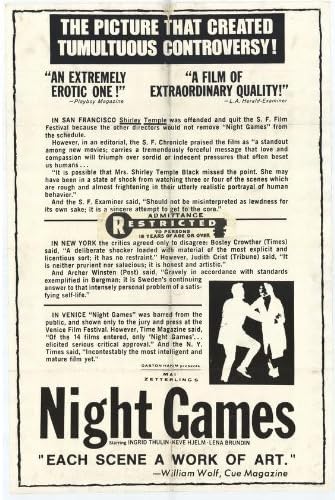 Amazon.com: Night Games Movie Poster (27 x 40 Inches - 69cm x 102cm) (1967) -(Ingrid Thulin)(Keve Hjelm)(Lena Brundin)(Jörgen Lindström)(Naima Wifstrand): Furniture & Decor