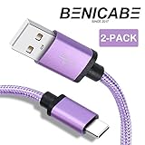 USB Type C Cable, Benicabe (2-Pack 6FT) Fast Charger Nylon Braided Cord for Samsung Galaxy S9 S9 Plus S8 S8 Plus Note 8, Pixel 2, LG V20, Moto Z and More (Ultra Purple)