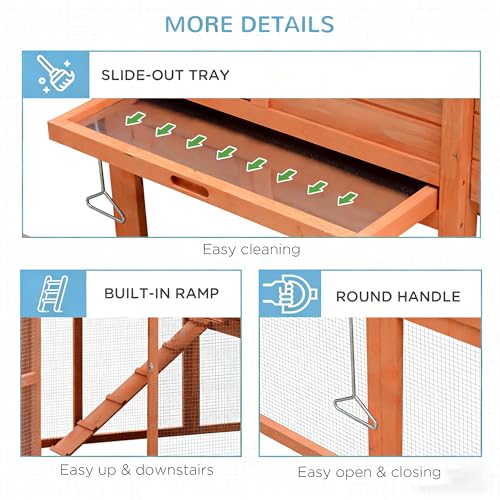 PawHut 82" Deluxe Chicken Coop Wooden Hen House with Run and Nesting Box Poultry Cage Pen for Backyard Rabbit Hutch