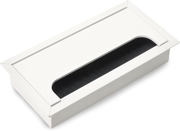 Emuca - Kabeldurchführungstüllen, rechteckig, 160x80mm, versenkt, Aluminium, Weiß