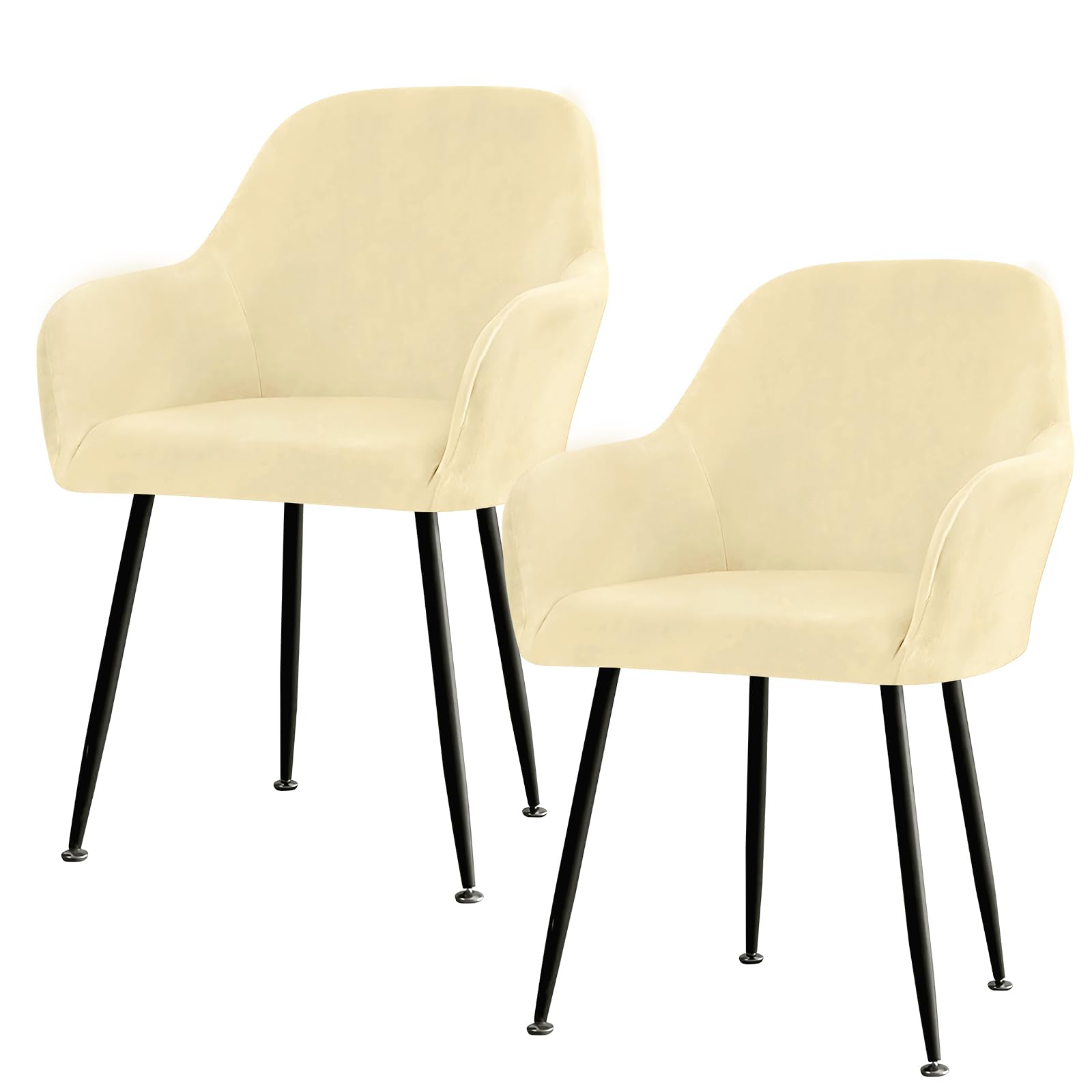 Betylifoy Dining Chair Slipcover Stretch Chair Cover Set of 2 Elastic Chair Covers with Armrest Removable Black Slipcover for Dining Room Wedding Party Decoration (Beige)
