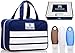 Unique Toiletry Bag & Set of 3 Silicone Travel Bottles - Best GIFT for Men & Women - Packed in Stylish BOX - Cosmetic Organizer with Detachable Clear Compartment & Hanging Hook - Limited Edition