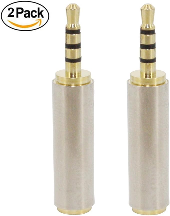 Youii 2.5mm Male to 3.5mm Female Audio Adapter Premium Quality Converter Headphone Earphone Headset 3 Ring Jack - Stereo or Mono, 2Pack
