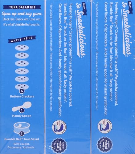 BUMBLE BEE SNACK ON THE RUN TUNA SALAD WITH CRACKERS KIT, 3.5 OZ (PACK OF 3) – READY TO EAT, SPOON INCLUDED – WILD CAUGHT TUNA – SHELF STABLE & CONVENIENT PROTEIN SNACK