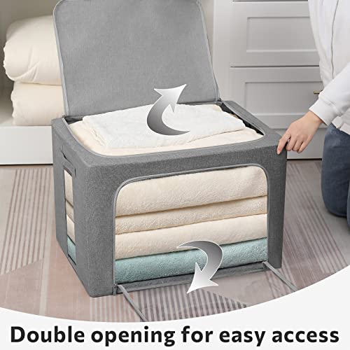 Extra Large Clothes Storage Bins Foldable Metal Frame Storage Box