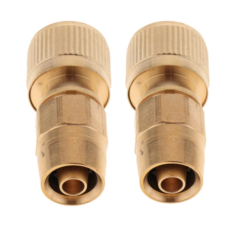 Fenteer 2 Pieces Brass Garden Hose ors Water Hose Connect Quickly Fittings Expandable Hose Repair Adaptor