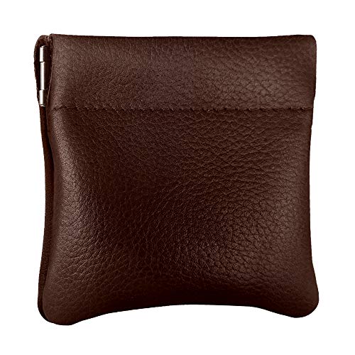 Nabob Leather Unisex adult Genuine Leather Squeeze Made IN U.S.A Change Holder Coin Purse, Medium Size 3.5 X 3.5, Chestnut โ image 1