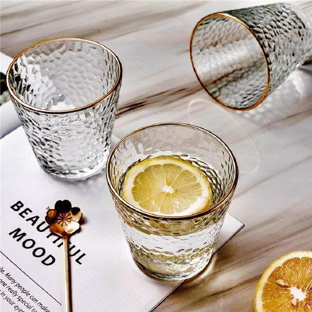 Japanese style wine glass/Set of 2 /24K gold-rimmed/cocktail, Americano,water,lemonade.