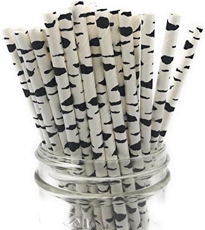 Leboha Paper Straws Assorted Colors Biodegradable And Non-Bleached, Pack of 50 (Birch)