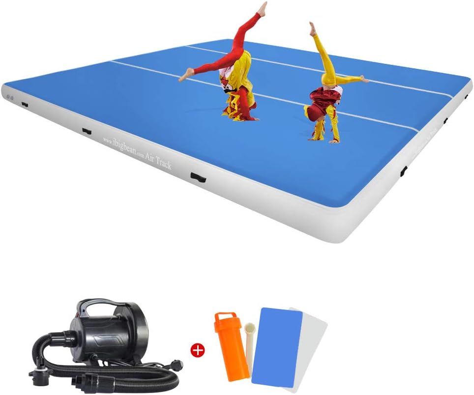 ibigbean Inflatable Gymnastics Tumbling Tracker Equipment Mats - for Cheerleading, Gymnastics Training, Beach, on Water(8 inch Thick)